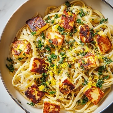 Crispy Halloumi Pasta with Lemon Zest Recipe