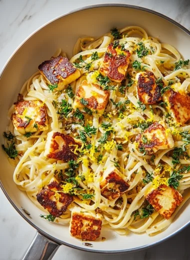 Crispy Halloumi Pasta with Lemon Zest Recipe