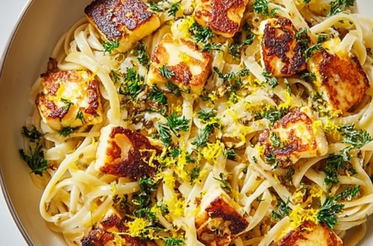 Crispy Halloumi Pasta with Lemon Zest Recipe