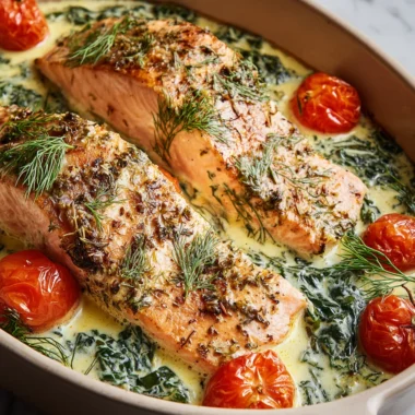 Deliciously Easy Creamy Boursin Salmon Bake Recipe