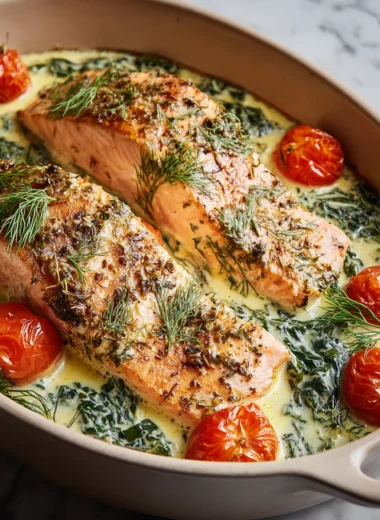 Deliciously Easy Creamy Boursin Salmon Bake Recipe