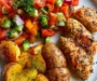 Garlic Herb Chicken Breast Recipe with Roasted Potatoes and Fresh Garden Salad
