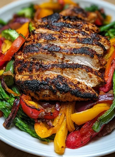 Grilled Chicken and Rainbow Peppers Power Plate Recipe