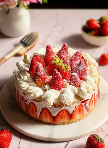 Romantic French Strawberry Cake Recipe