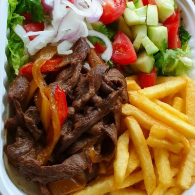 Ultimate Steak Fajita Plate with Fries and Fresh Salad Recipe