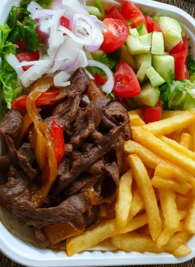 Ultimate Steak Fajita Plate with Fries and Fresh Salad Recipe