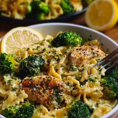Easy Cowboy Butter Lemon Bowtie Chicken Recipe with Broccoli
