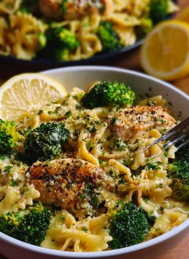 Easy Cowboy Butter Lemon Bowtie Chicken Recipe with Broccoli