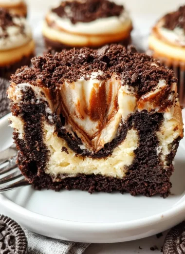 Fudge Swirled Oreo Bottom Cheesecake Cupcakes Recipe